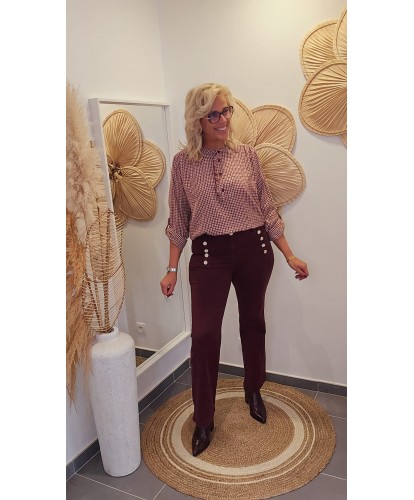 Jeans Wide Leg Burgundy...