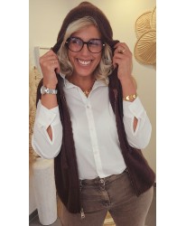 Gilet Sans Manches Capuche Chocolat - Madeleine