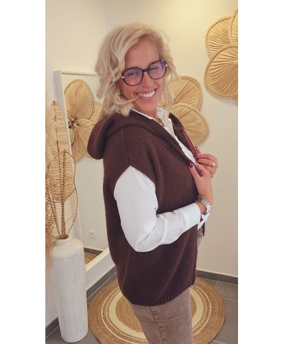 Gilet Sans Manches Capuche Chocolat - Madeleine
