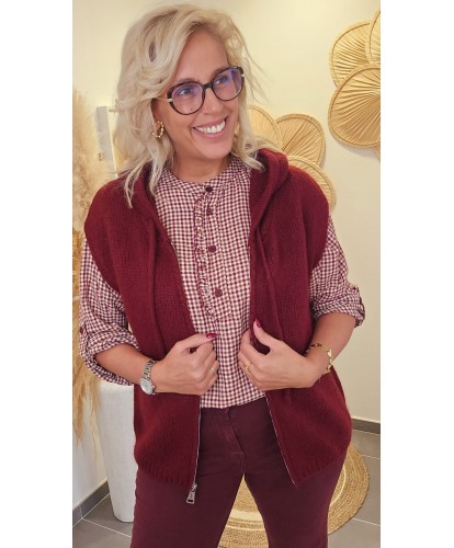Gilet Sans Manches Capuche Bordeaux - Madeleine