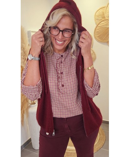 Gilet Sans Manches Capuche Bordeaux - Madeleine