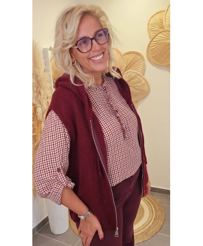 Gilet Sans Manches Capuche Bordeaux - Madeleine