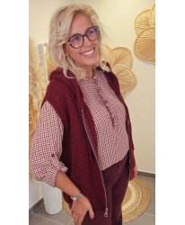 Gilet Sans Manches Capuche Bordeaux - Madeleine