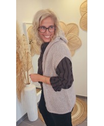 Gilet Sans Manches Capuche Beige - Madeleine