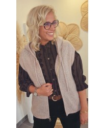 Gilet Sans Manches Capuche Beige - Madeleine