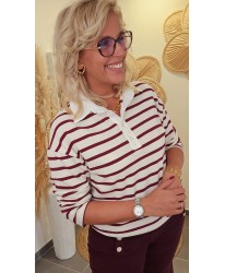Polo Rayé Bordeaux - Carla