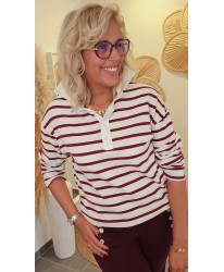 Polo Rayé Bordeaux - Carla
