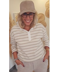 Polo Rayé Beige - Carla