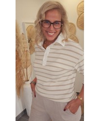 Polo Rayé Beige - Carla