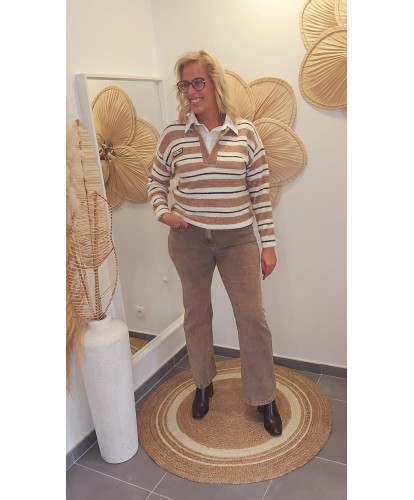 Jeans Flare Beige - Faustine