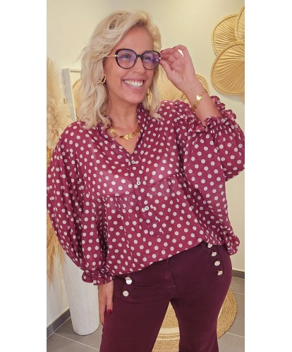Blouse Bordeaux Fluide -...