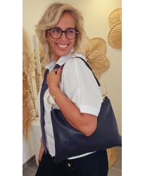 Sac Chic Cuir Bleu Marine