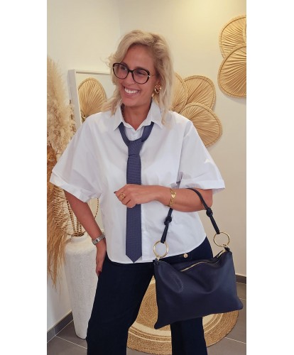 Sac Chic Cuir Bleu Marine