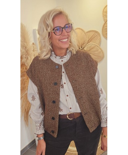 Veste Sans Manches Laine Motif Chevrons - Emma