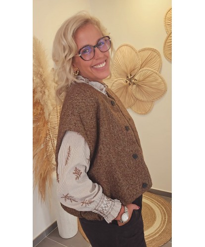 Veste Sans Manches Laine Motif Chevrons - Emma