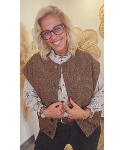 Veste Sans Manches Laine Motif Chevrons - Emma
