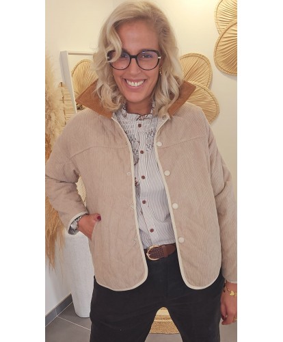 Veste British Velours Côtelé Beige - Paloma