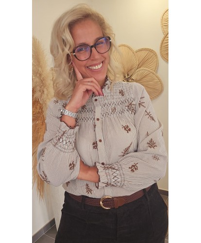 Chemise Rayures Broderies...