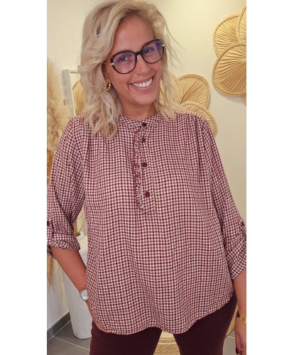 Blouse Carreaux Bordeaux - Melina
