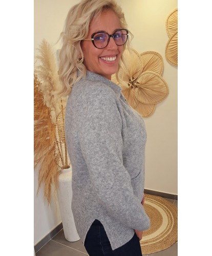 Pull Gris Col Polo Doux - Louna