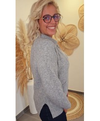 Pull Gris Col Polo Doux - Louna