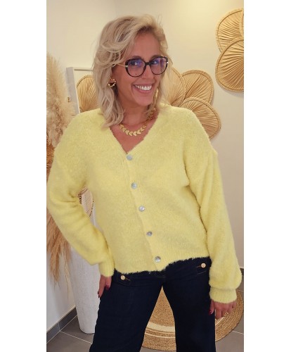 Cardigan Fluffy Jaune - Naomi