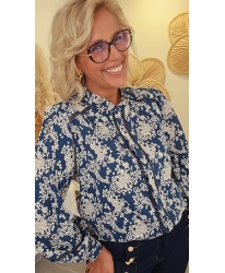 Chemise Fleurie Bleue Romantique - Tess