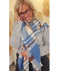 Écharpe Carreaux Bleu Douce