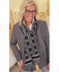 Écharpe Noire Motifs Géométriques