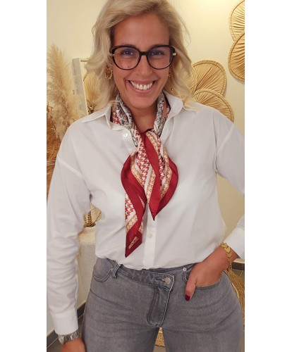 Foulard Chic Imprimé Rouge Beige