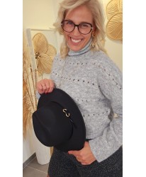 Chapeau Noir Boucle Dorée