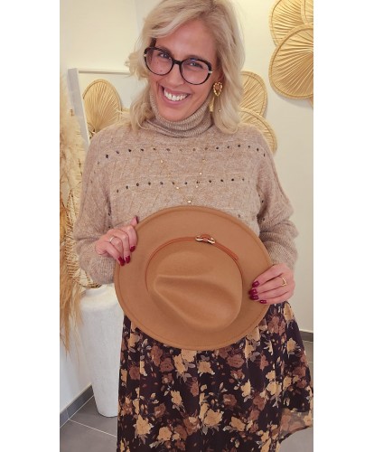 Chapeau Camel Boucle Dorée