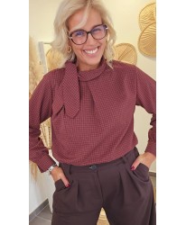 Chemise Carreaux Lavallière Chocolat - Marguerite