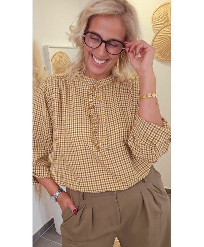 Blouse Carreaux Camel - Melina