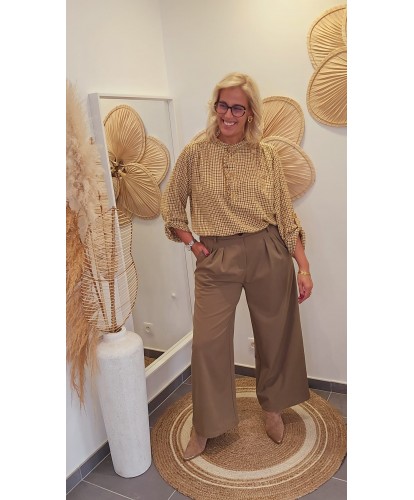 Blouse Carreaux Camel - Melina