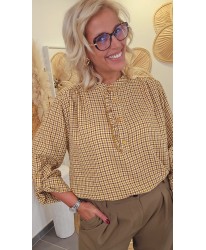 Blouse Carreaux Camel - Melina
