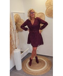Robe Portefeuille Prune Texturée - Estelle