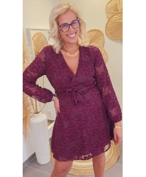 Robe Portefeuille Prune Texturée - Estelle