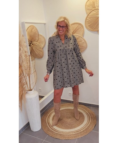 Robe Courte Carreaux/Pois -...