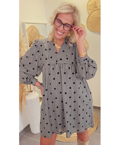 Robe Courte Carreaux/Pois - Assia