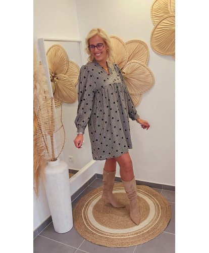 Robe Courte Carreaux/Pois - Assia