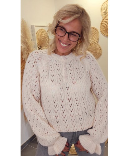Pull Fluffy Ajouré Rose...