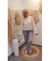 Pull Fluffy Ajouré Rose Pastel - Pénélope