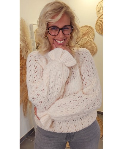 Pull Fluffy Ajouré Rose Pastel - Pénélope