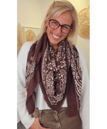 Écharpe Imprimée Bandana Chocolat