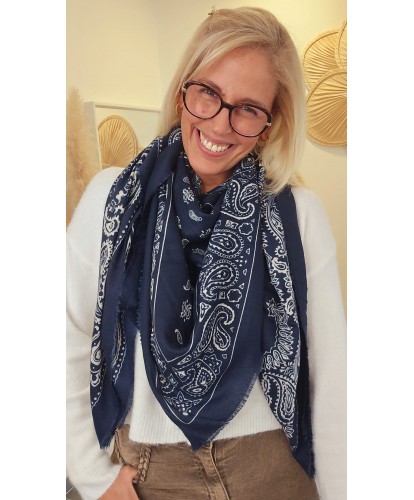 Écharpe Imprimée Bandana Bleu Marine