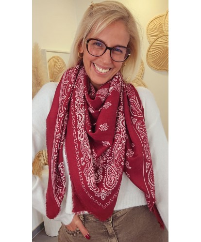 Écharpe Imprimée Bandana Bordeaux