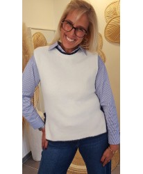 Pull Sans Manches Ecru Nœuds Latéraux - Violleta