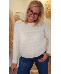 Pull Fluffy Torsadé Blanc - Lucile