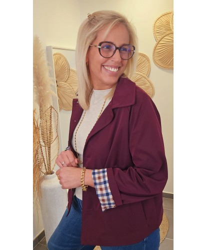 Veste Courte Burgundy à...